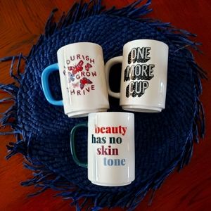 NWT 3 Mugs with Navy Blue Charger Mat Set